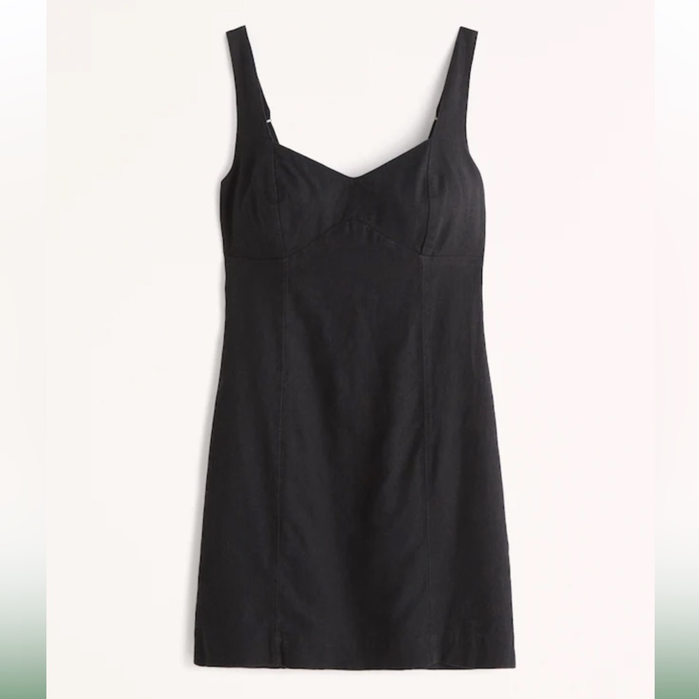Corset seamed linen-blend mini dress